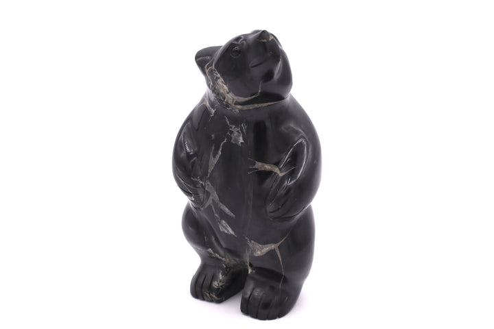 Septarian Standing Bear Carving with Black Onyx Eyes