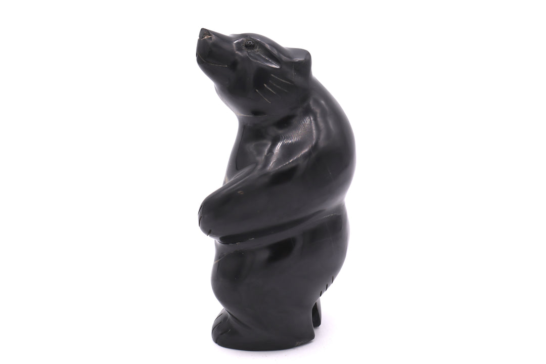 Septarian Standing Bear Carving with Black Onyx Eyes