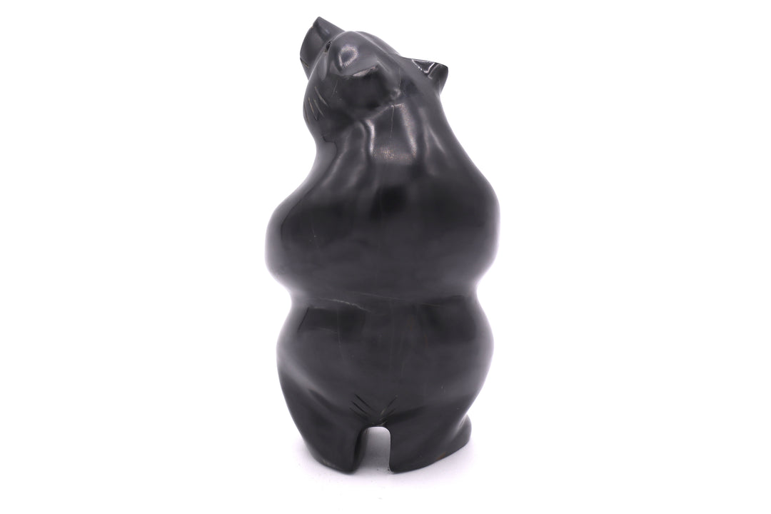 Septarian Standing Bear Carving with Black Onyx Eyes