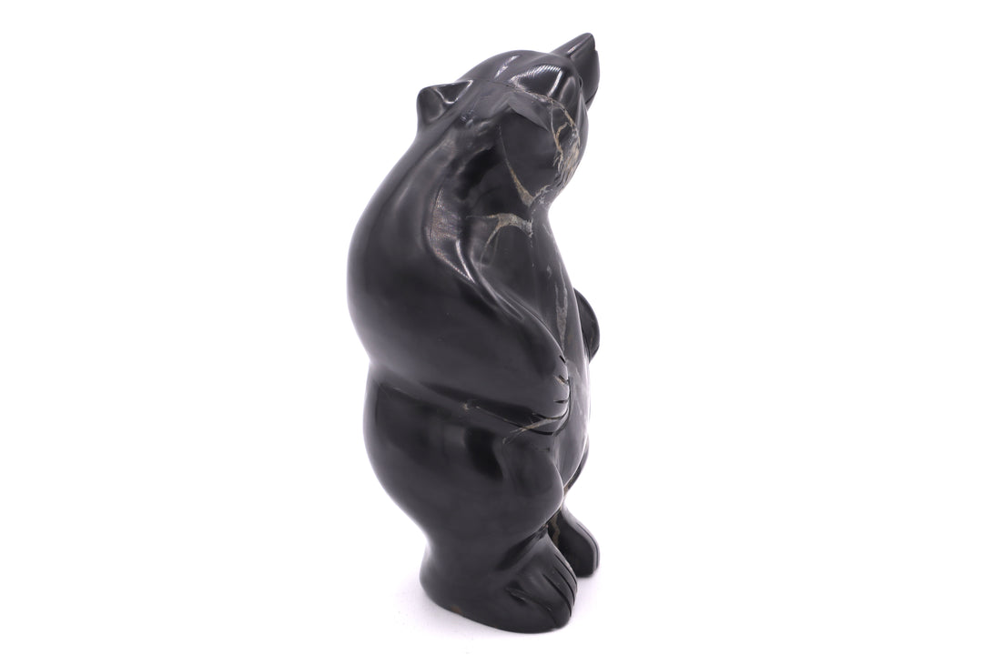 Septarian Standing Bear Carving with Black Onyx Eyes