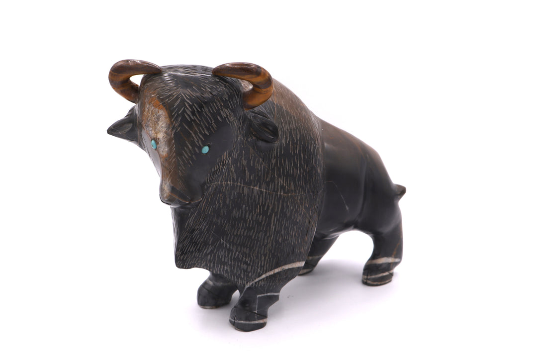Black &amp; Brown Jasper Buffalo Carving