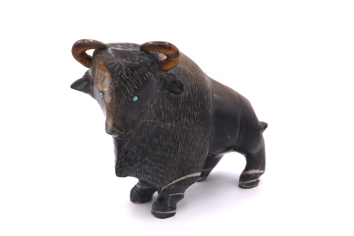 Black &amp; Brown Jasper Buffalo Carving