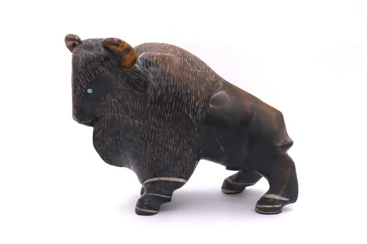 Black &amp; Brown Jasper Buffalo Carving
