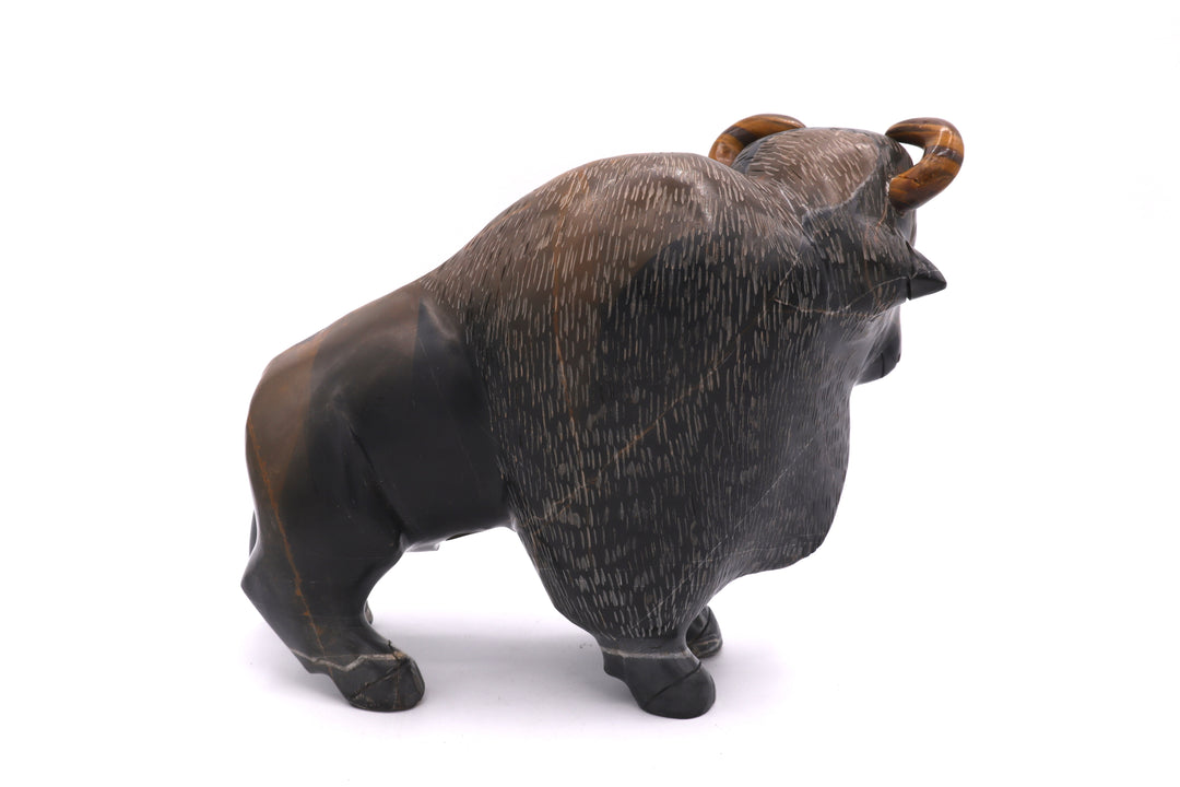 Black &amp; Brown Jasper Buffalo Carving