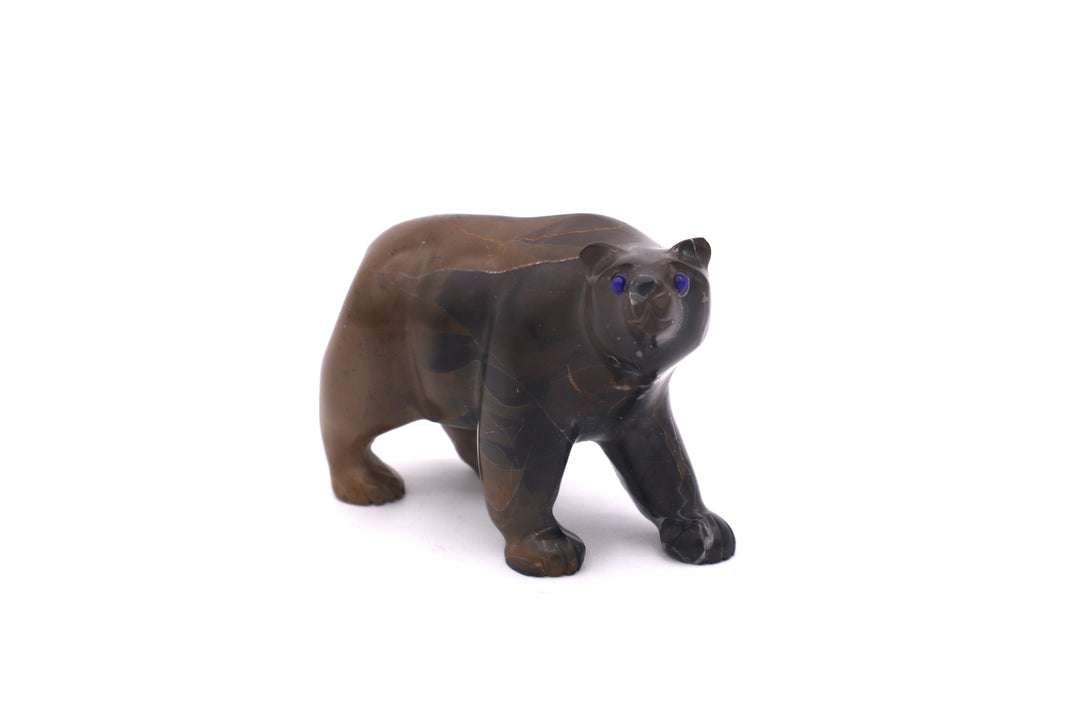 Brown &amp; Black Jasper Bear Carving