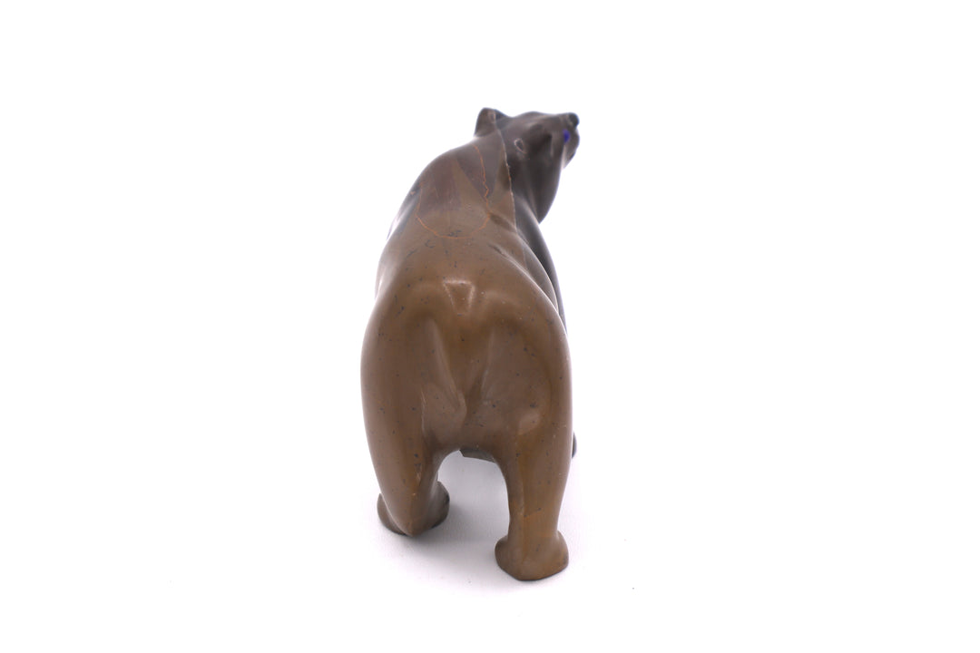 Brown &amp; Black Jasper Bear Carving