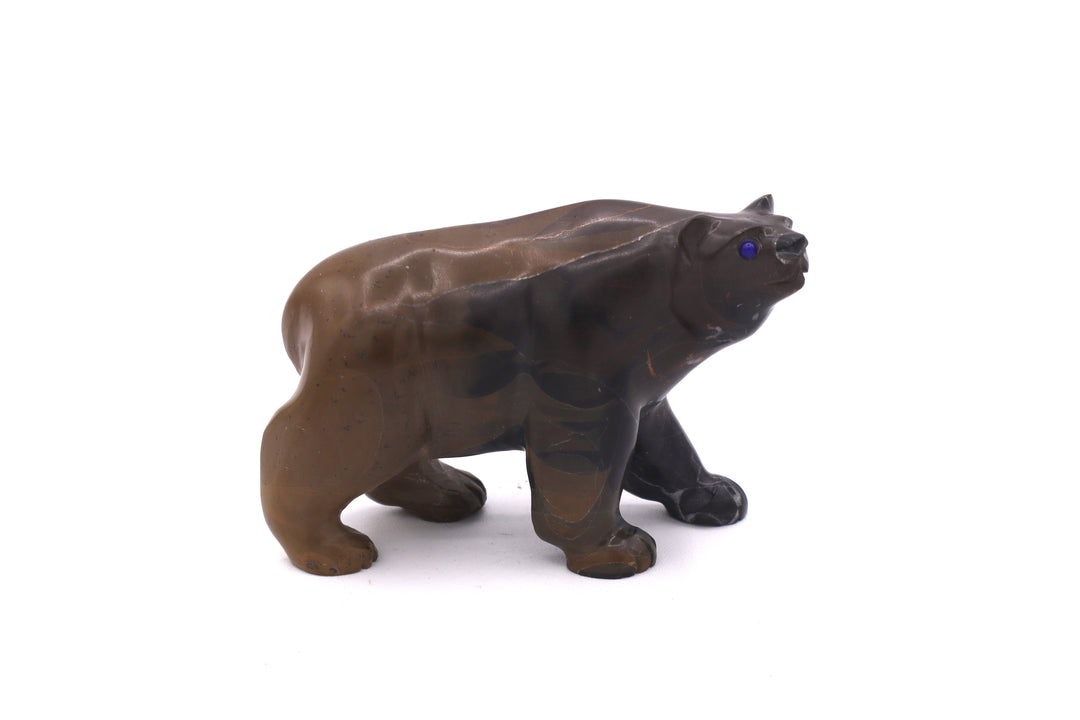 Brown &amp; Black Jasper Bear Carving