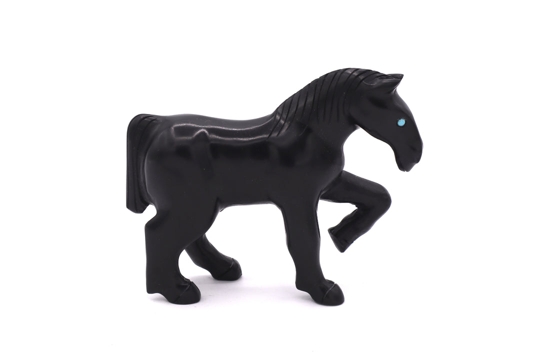 Black Onyx Prancing Horse Carving