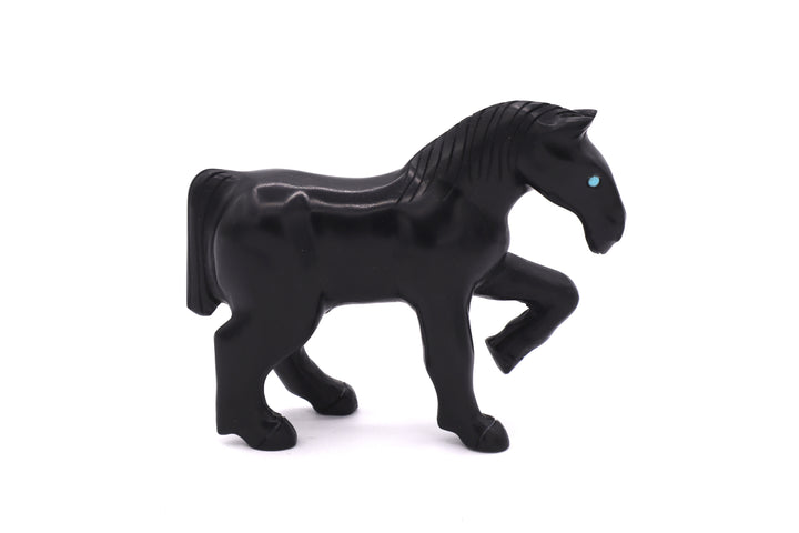 Black Onyx Prancing Horse Carving