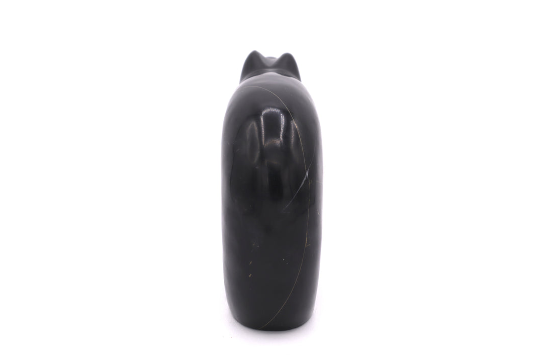 Black Onyx Bear Carving with Sterling Silver Sunface Inlay
