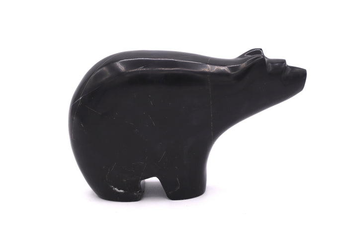 Black Onyx Bear Carving with Sterling Silver Sunface Inlay