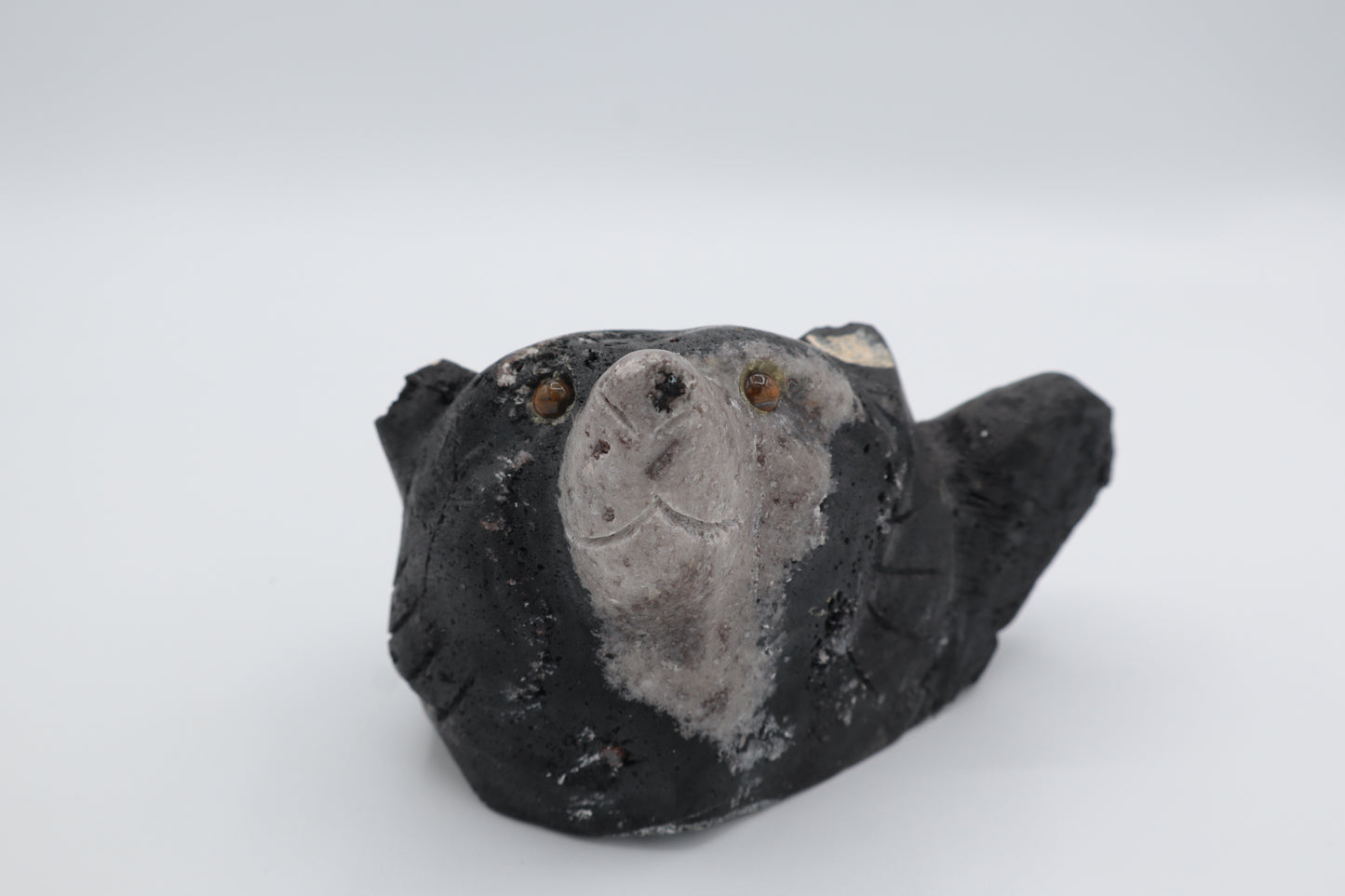 Black Tourmaline Bear Head Carving