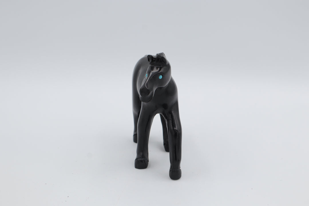 Black Onyx Horse Carving