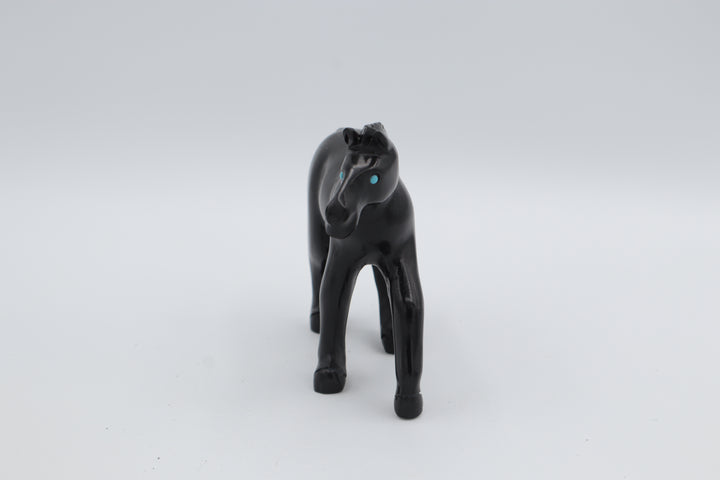 Black Onyx Horse Carving