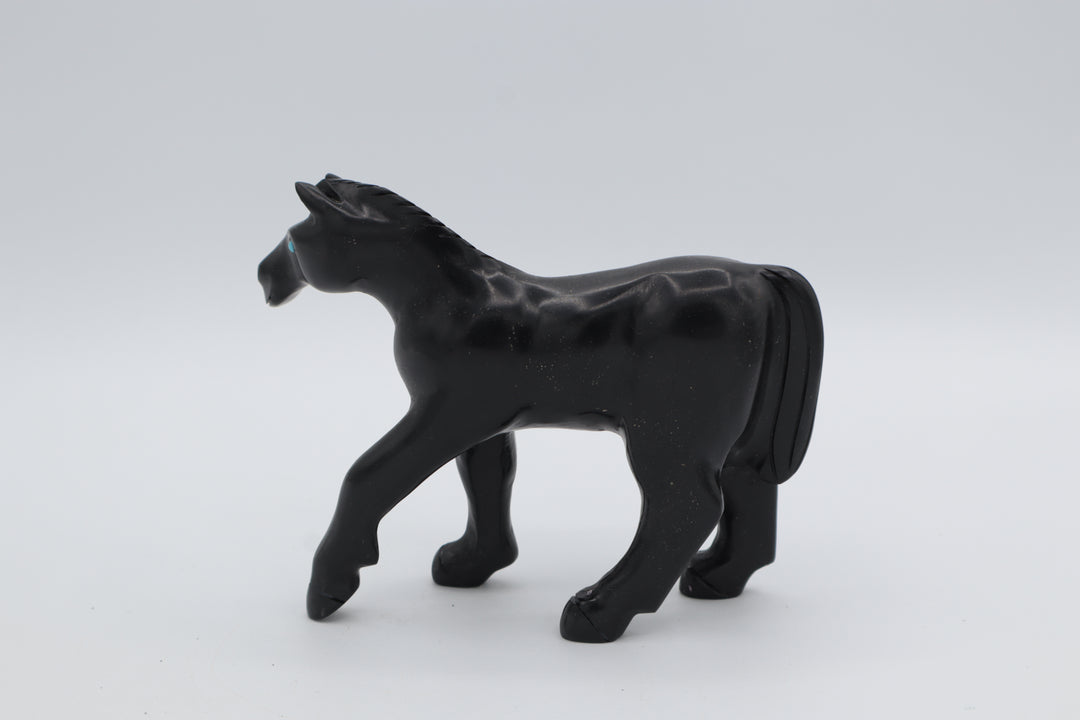 Black Onyx Horse Carving