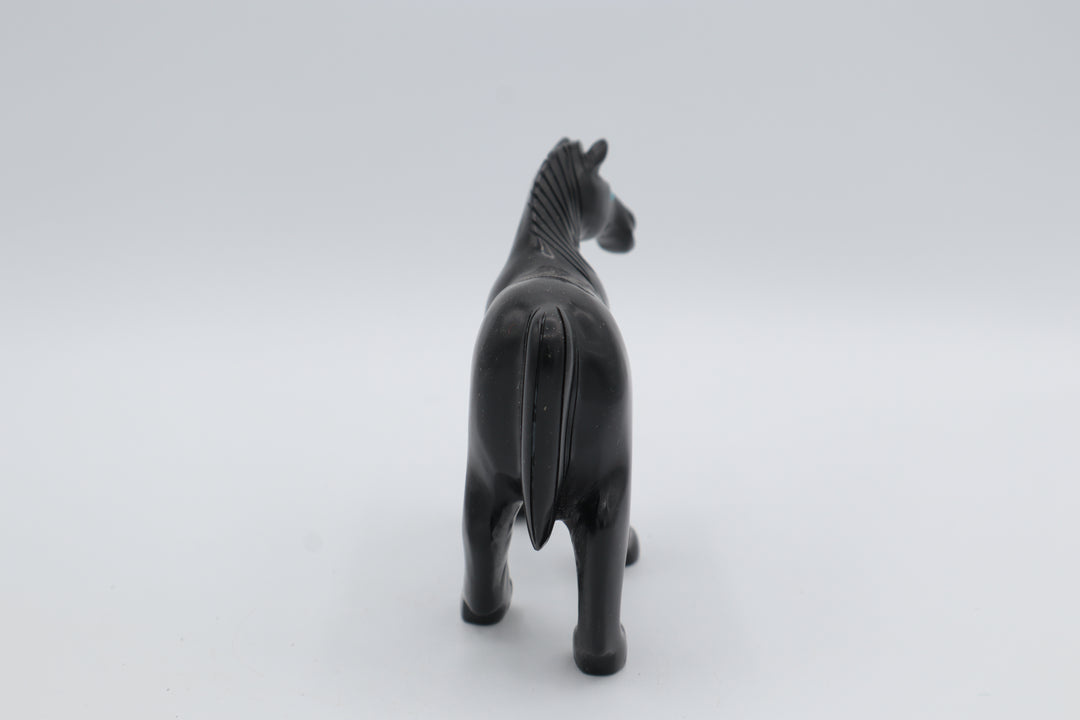 Black Onyx Horse Carving