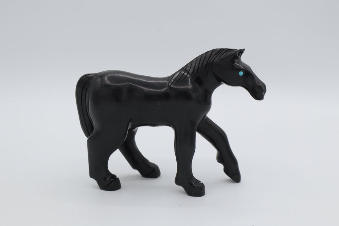 Black Onyx Horse Carving