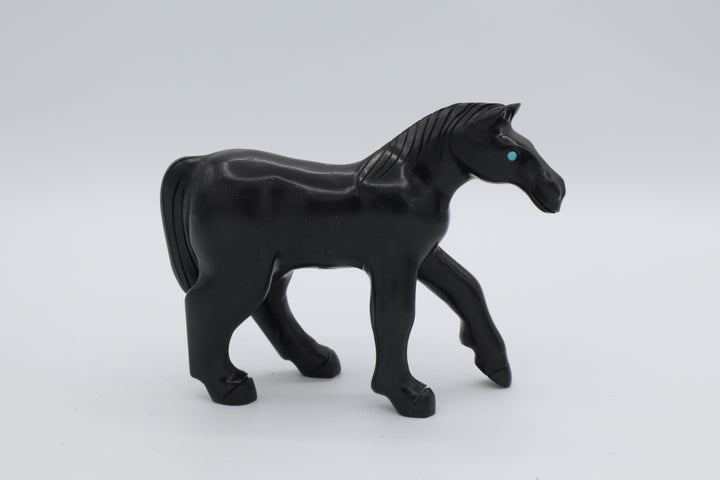 Black Onyx Horse Carving