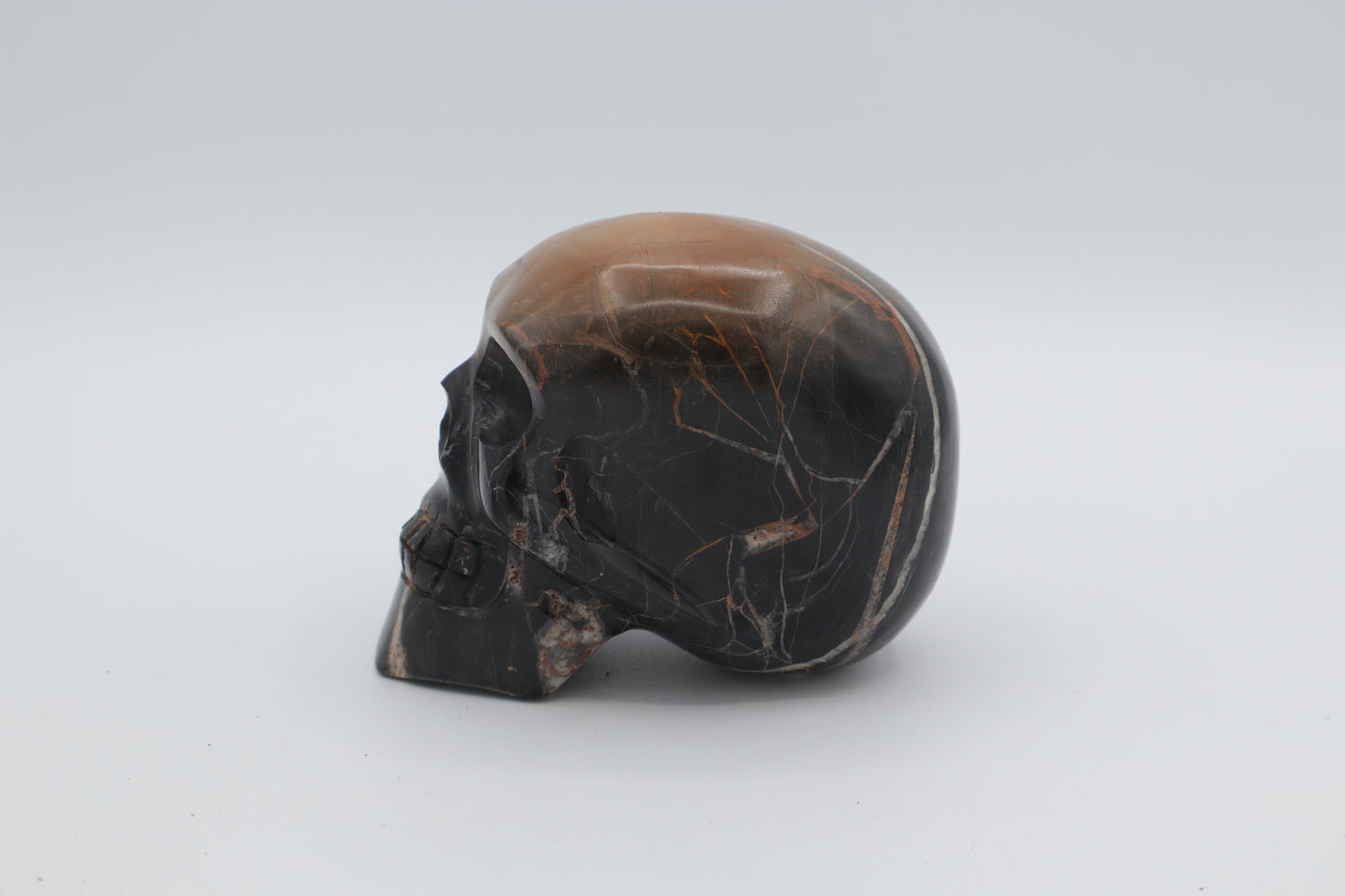 Black and Brown Jasper Skull Carving