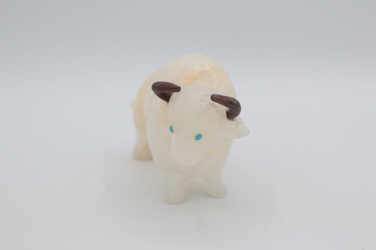 White Agate Buffalo Carving