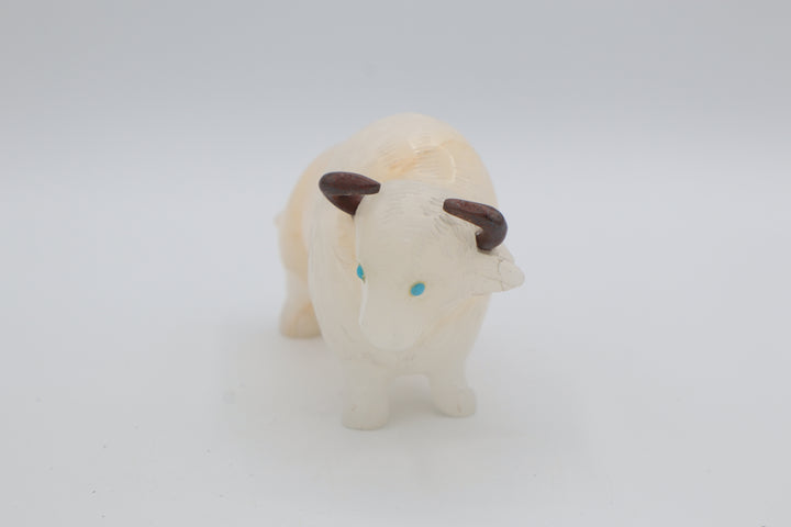 White Agate Buffalo Carving