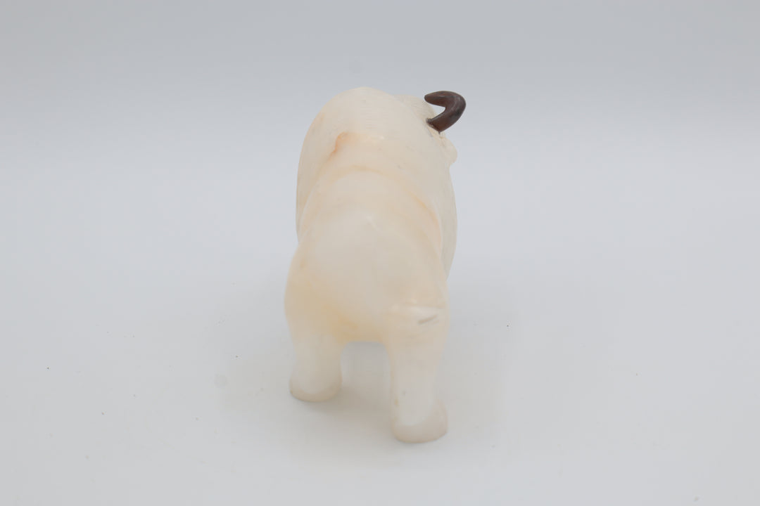 White Agate Buffalo Carving