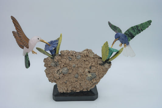 Hummingbirds Stone Carving