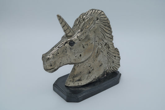 Pyrite Unicorn Head Carving