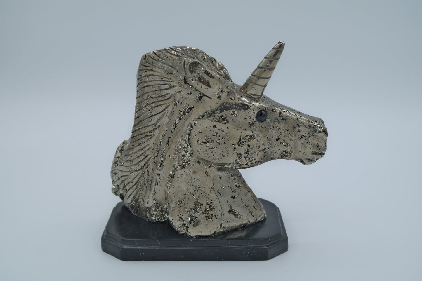 Pyrite Unicorn Head Carving