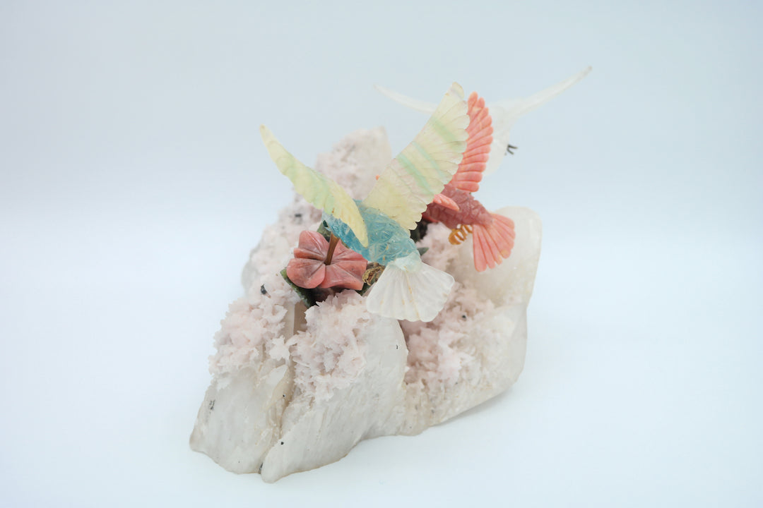3 Hummingbirds Stone Carving