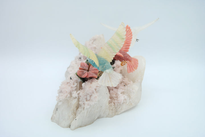 3 Hummingbirds Stone Carving