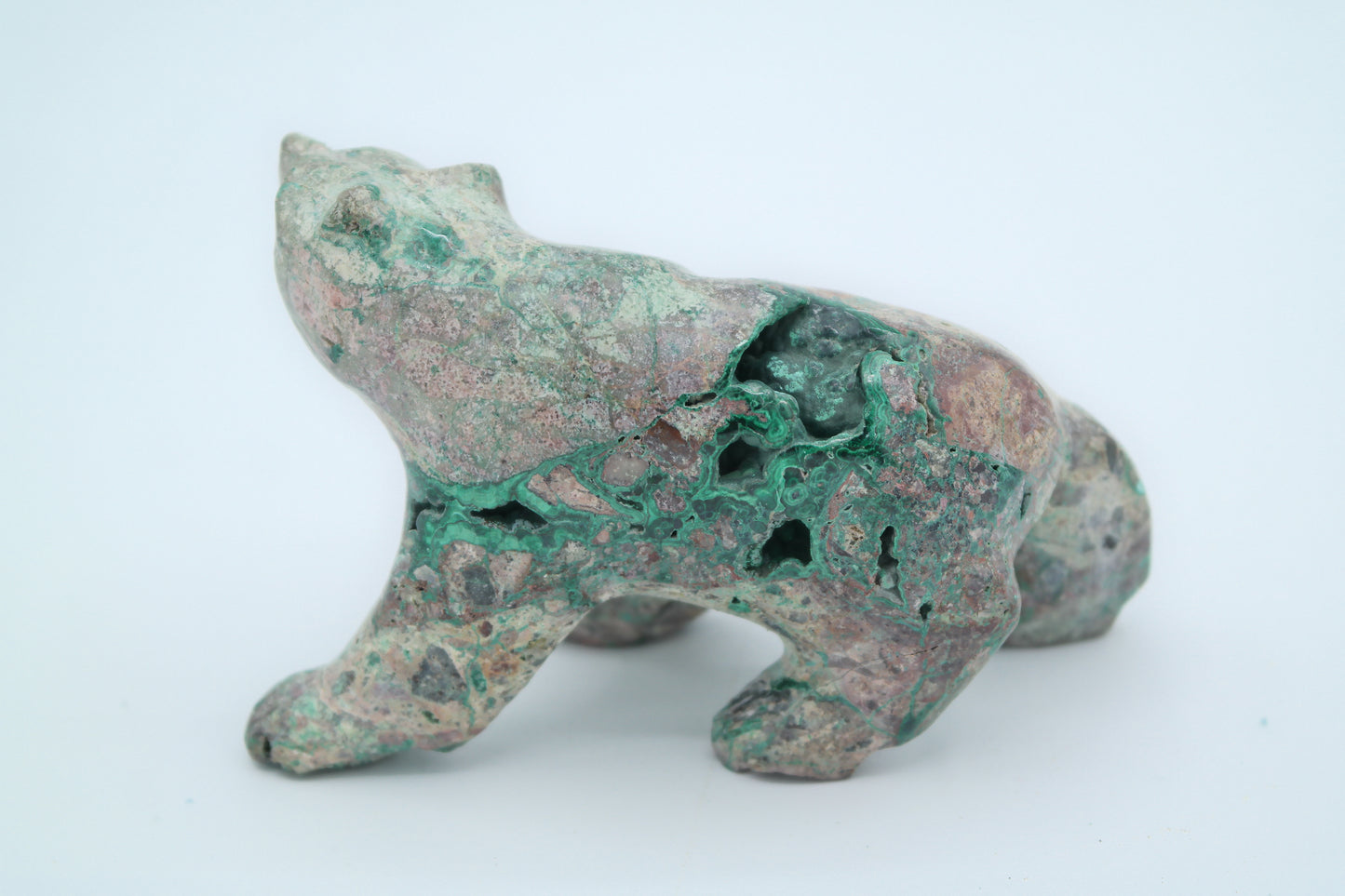 Malachite and Chrysocolla Bear Carving