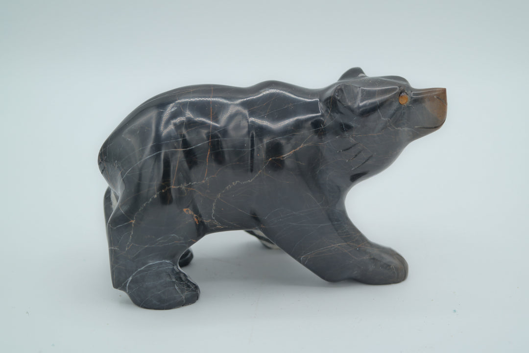 Black and Brown Jasper Bear Carving