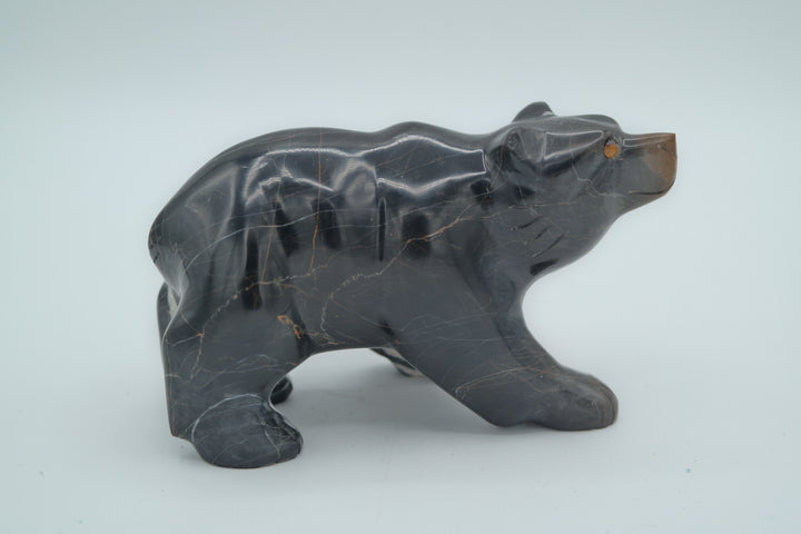 Black and Brown Jasper Bear Carving