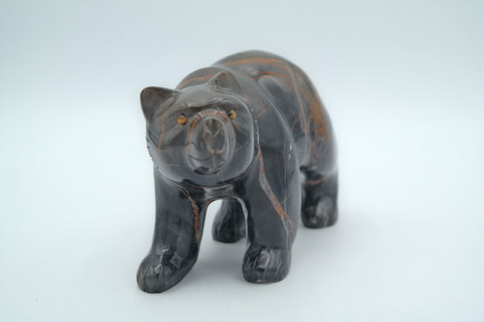 Black and Brown Jasper Bear Carving