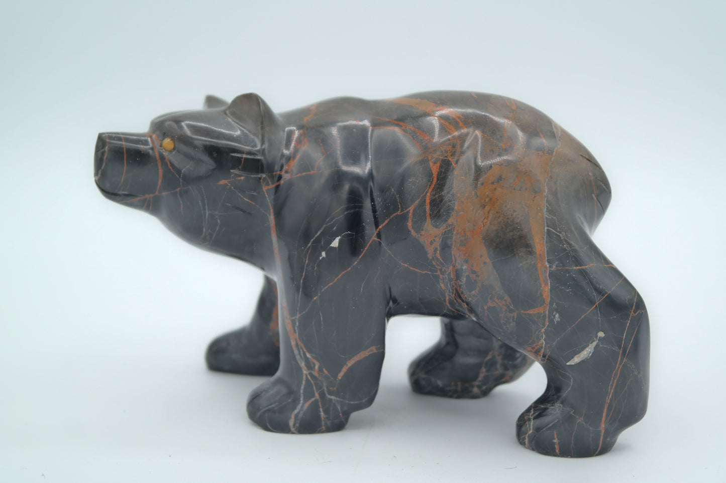 Black and Brown Jasper Bear Carving