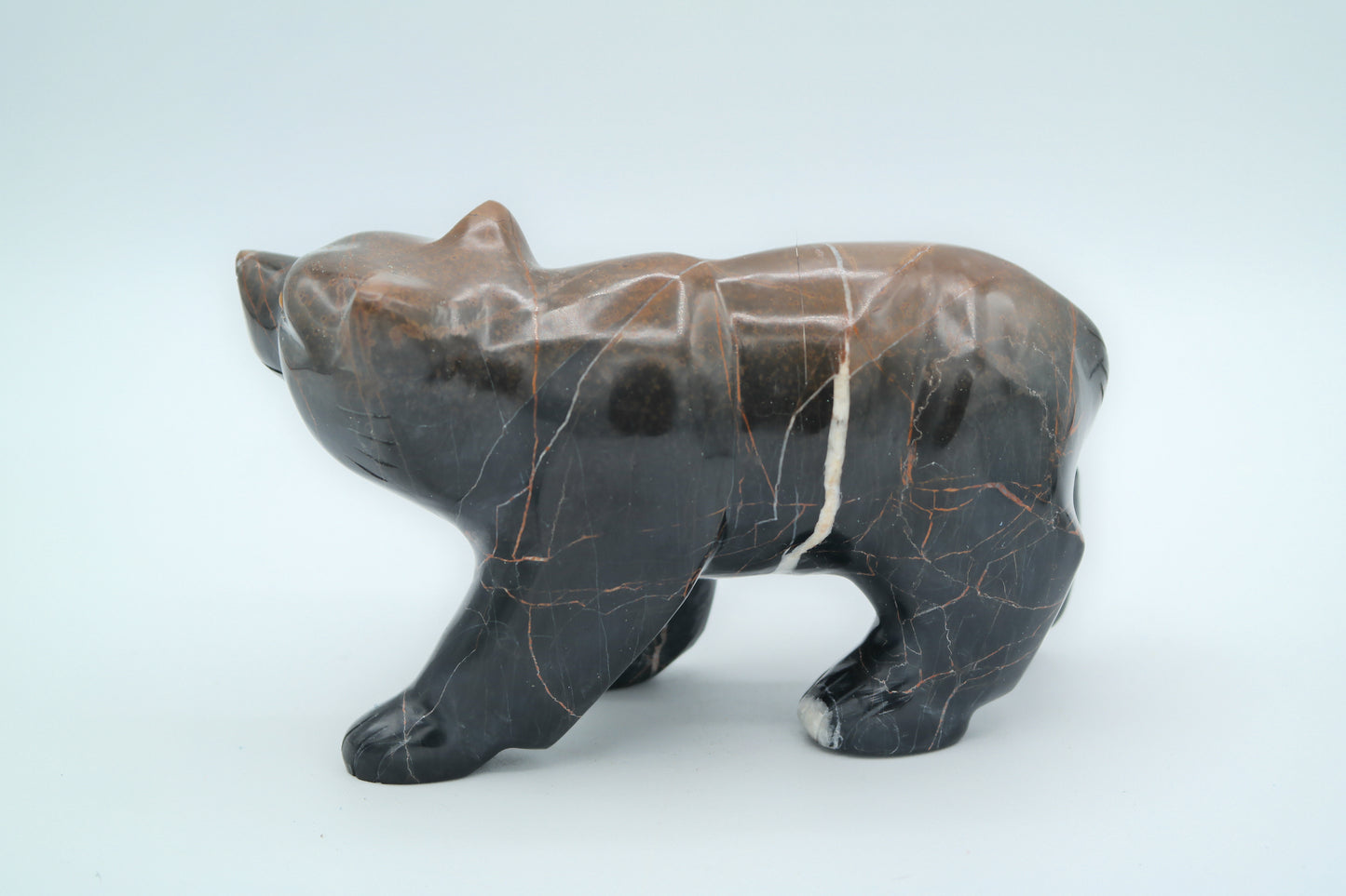 Black and Brown Jasper Bear Carving