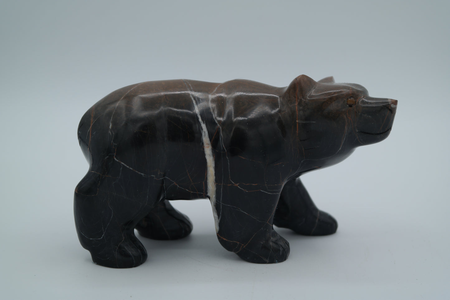 Black and Brown Jasper Bear Carving