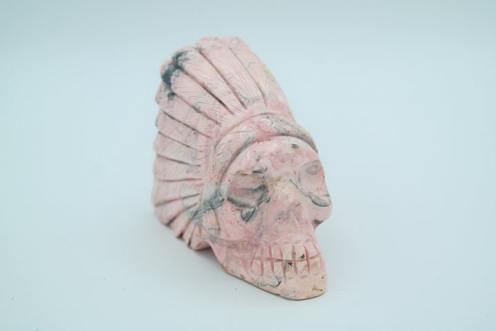 Rhodonite Native Skull Carving