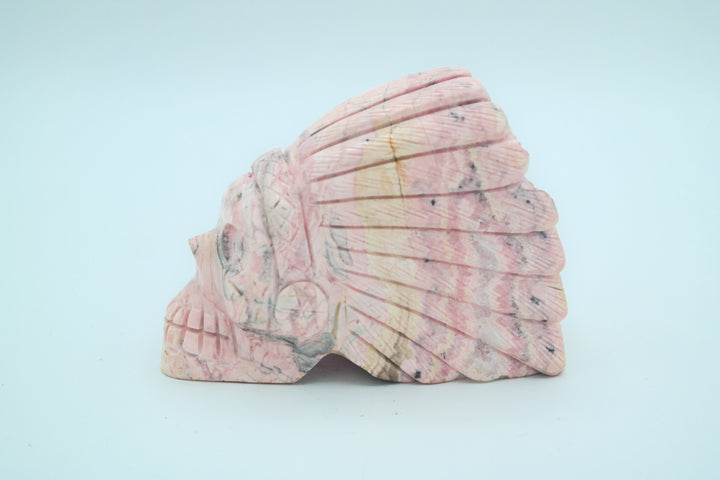 Rhodonite Native Skull Carving