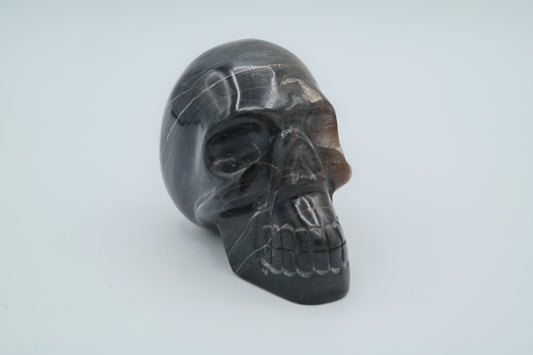 Black and Brown Jasper Skull Carving