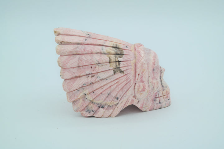 Rhodonite Native Skull Carving