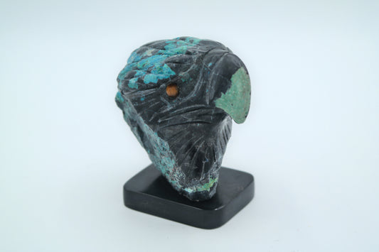 Chrysocolla and Black Onyx Eagle Head Carving