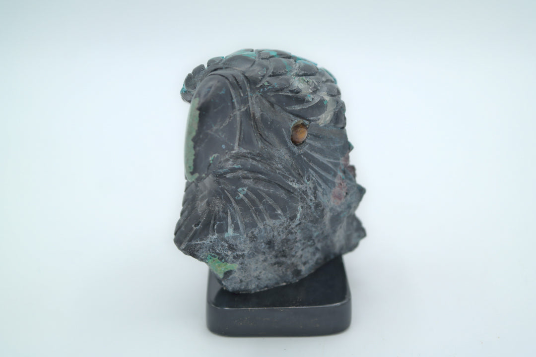 Chrysocolla and Black Onyx Eagle Head Carving