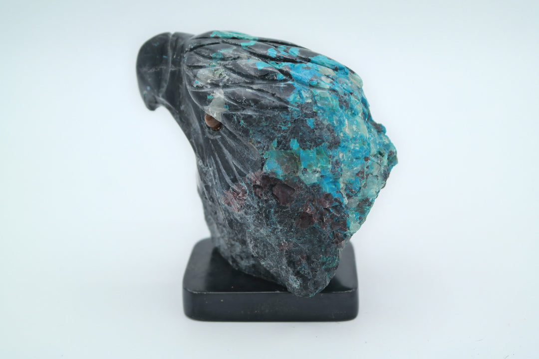 Chrysocolla and Black Onyx Eagle Head Carving