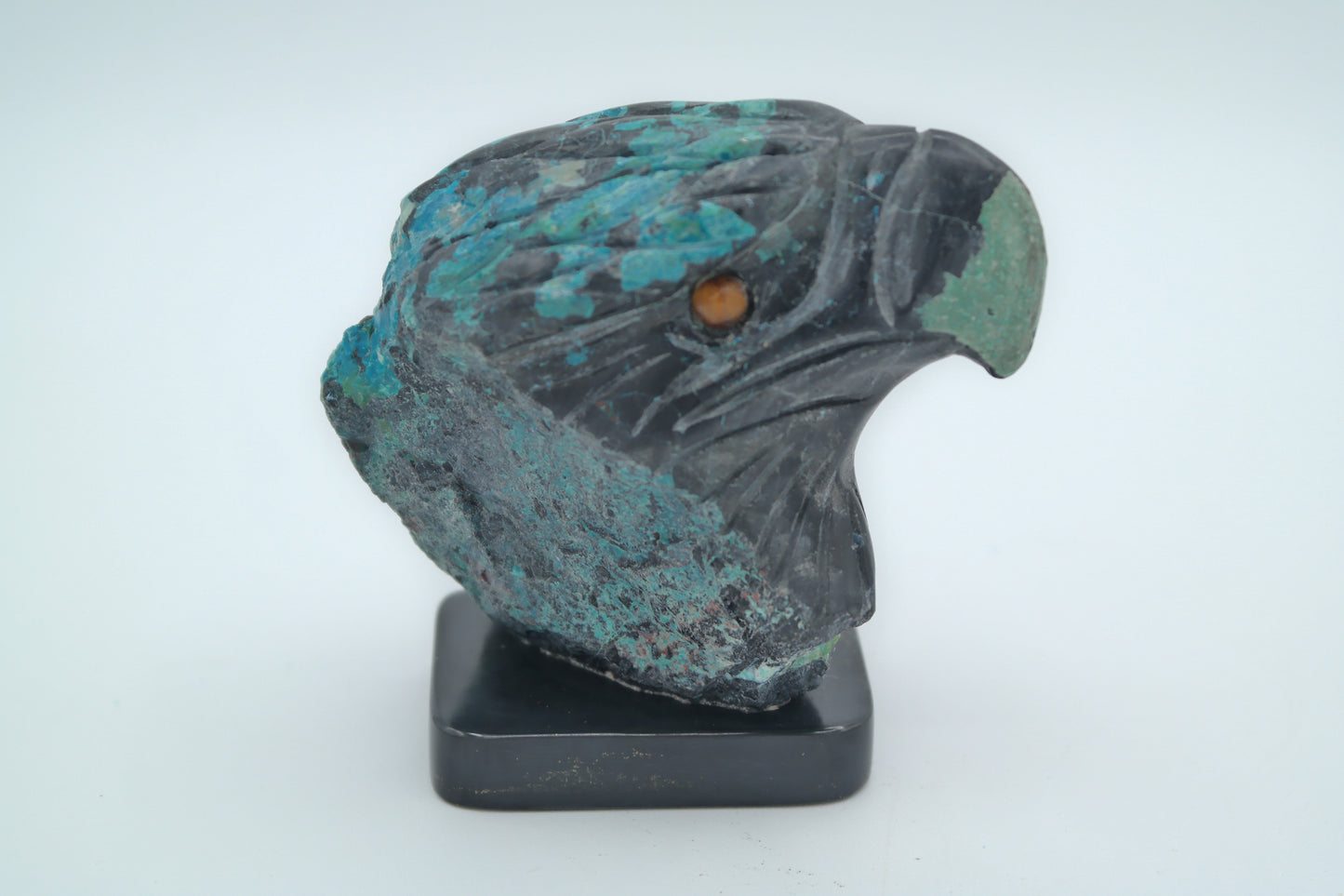 Chrysocolla and Black Onyx Eagle Head Carving