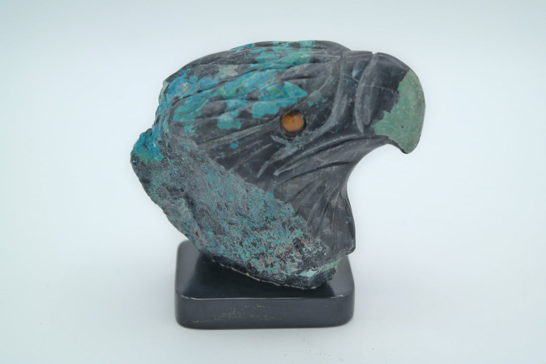 Chrysocolla and Black Onyx Eagle Head Carving