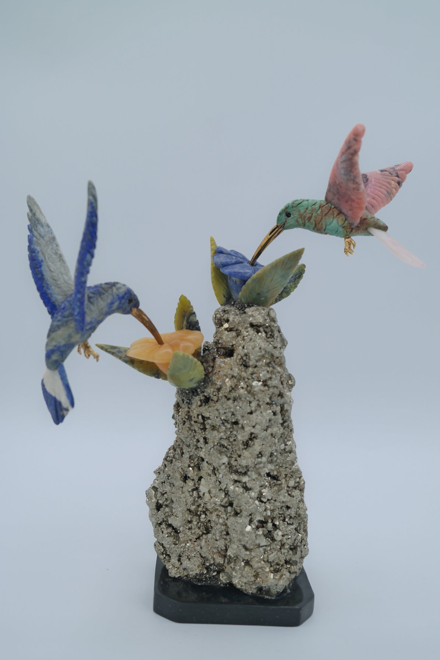 2 Hummingbirds Stone Carving