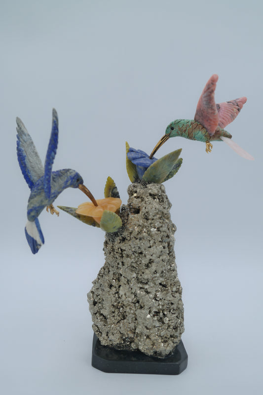 2 Hummingbirds Stone Carving