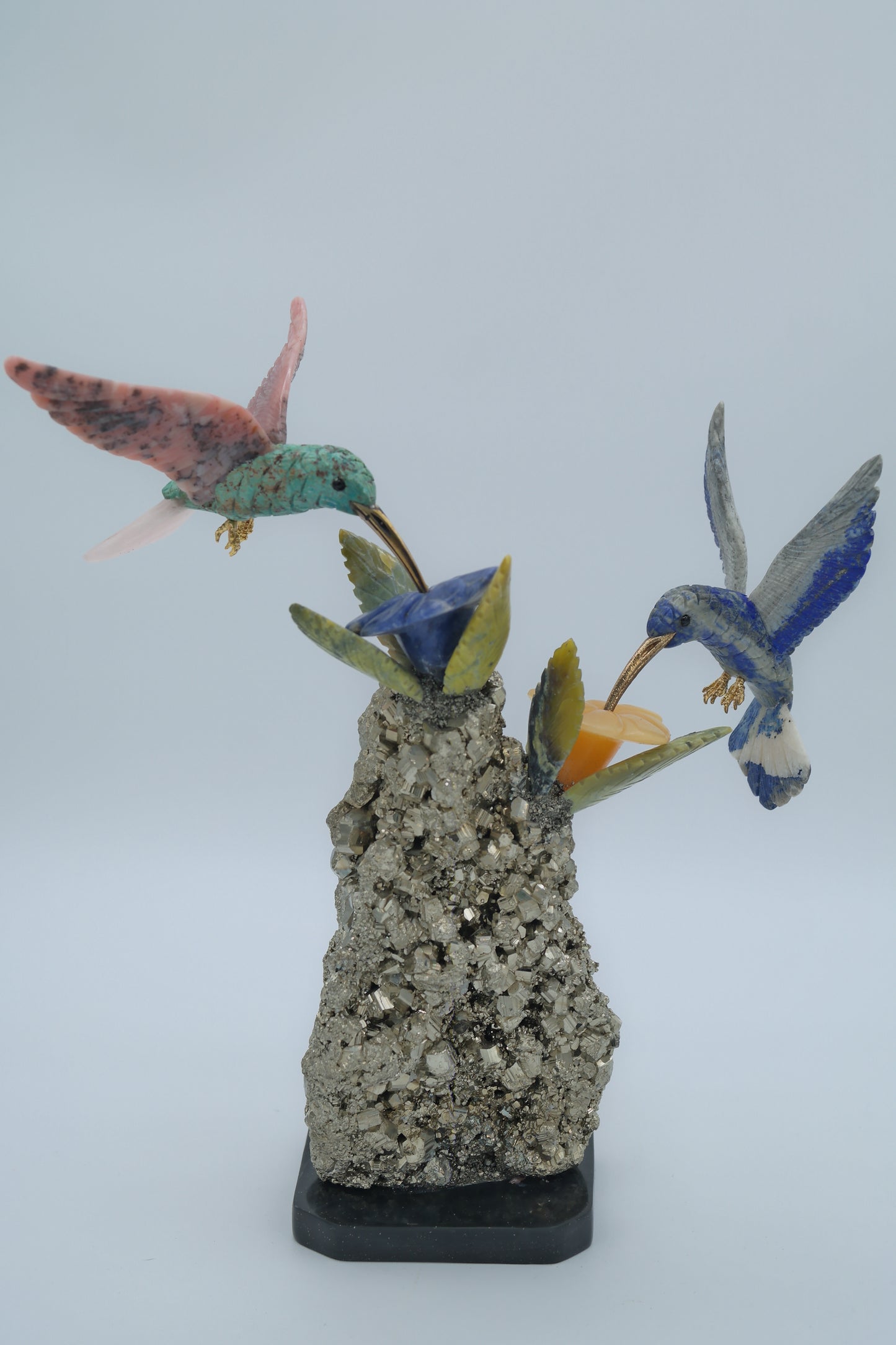 2 Hummingbirds Stone Carving